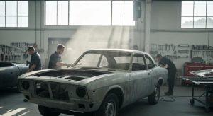 Skilled technicians meticulously restoring a vehicle's bodywork at our Muswellbrook workshop